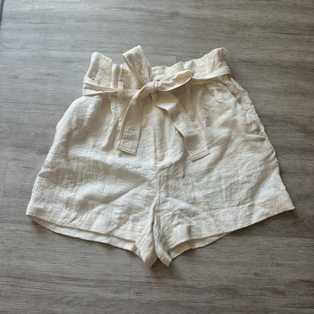 a new day Cream High Waist Shorts with Paper Bag Waist